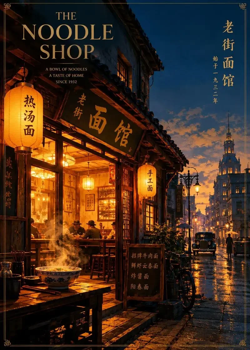 短剧《穿越民国小饭馆》高清封面海报，穿越重生题材